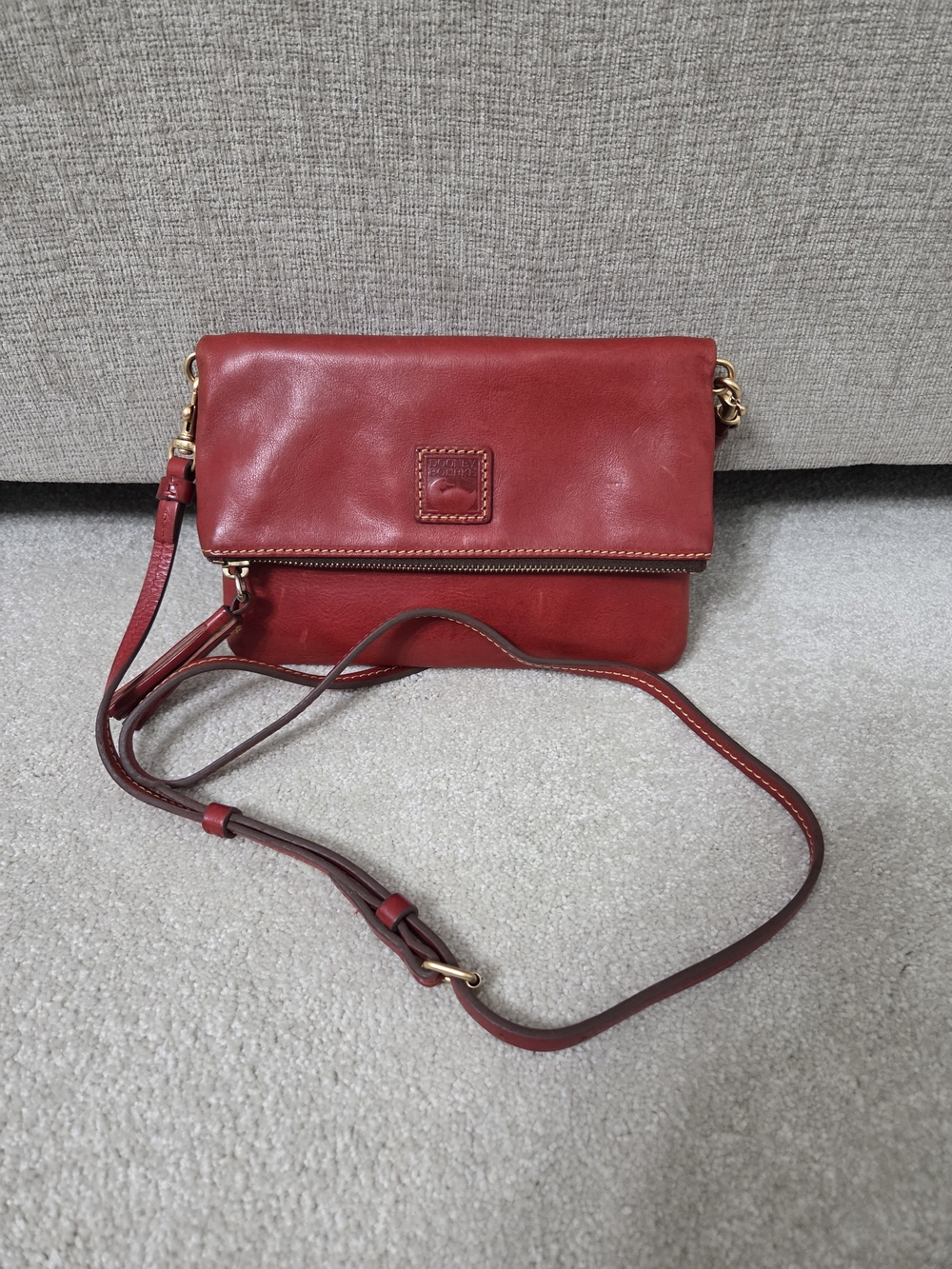 Dooney & Bourke Red Leather Crossbody Bag - Classic Women's Shoulder Bag